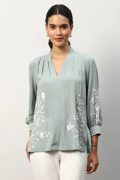 RANNA GILL Tops-Anna Blouse Frosty Green