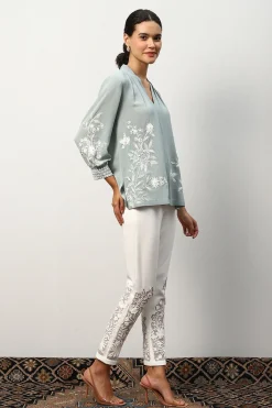 RANNA GILL Tops-Anna Blouse Frosty Green
