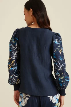 RANNA GILL Tops-Aubery Blouse Navy