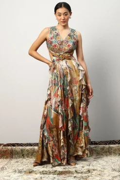 RANNA GILL Dresses-Aurelia Ruffled Maxi Dress Multi