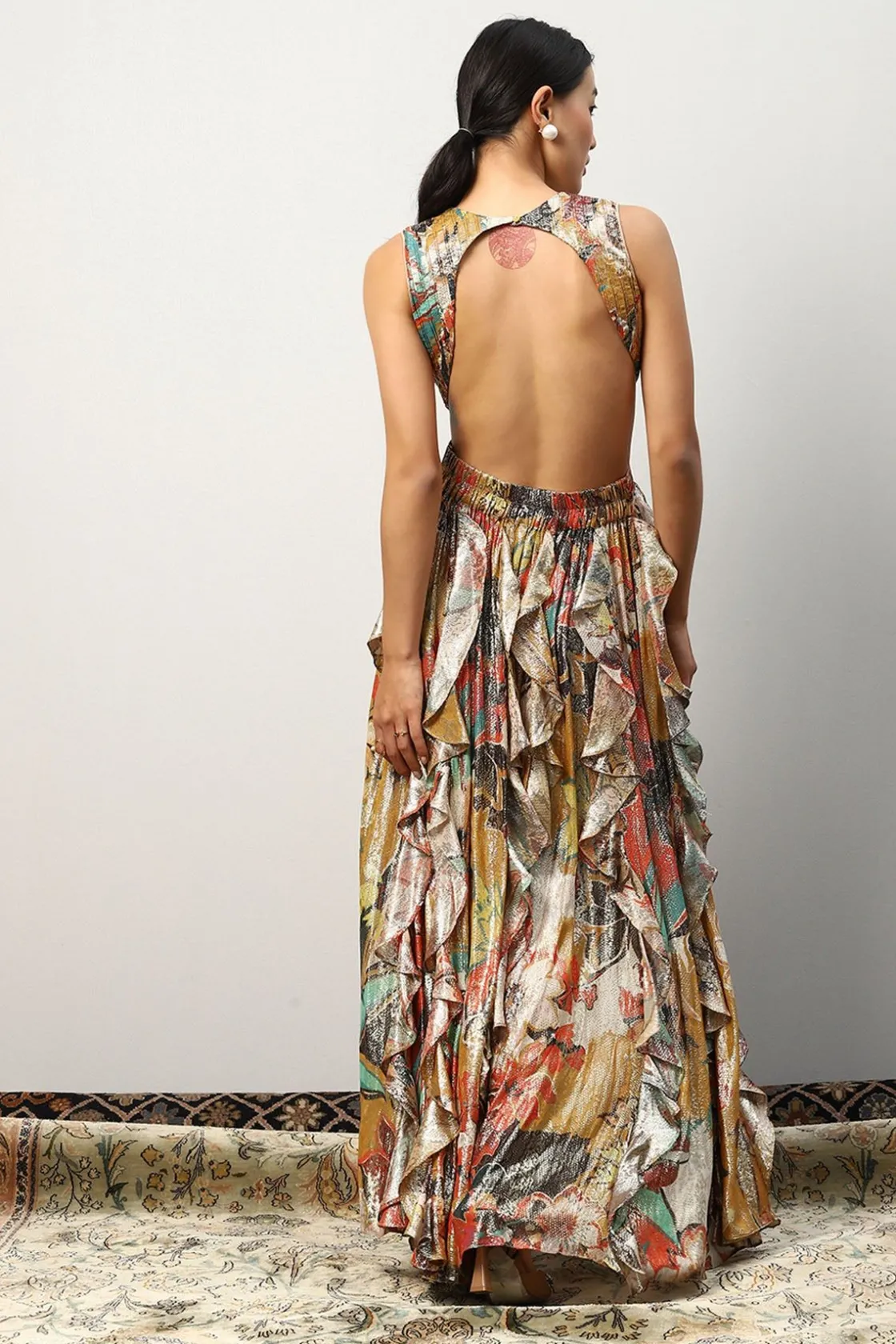 RANNA GILL Dresses-Aurelia Ruffled Maxi Dress Multi