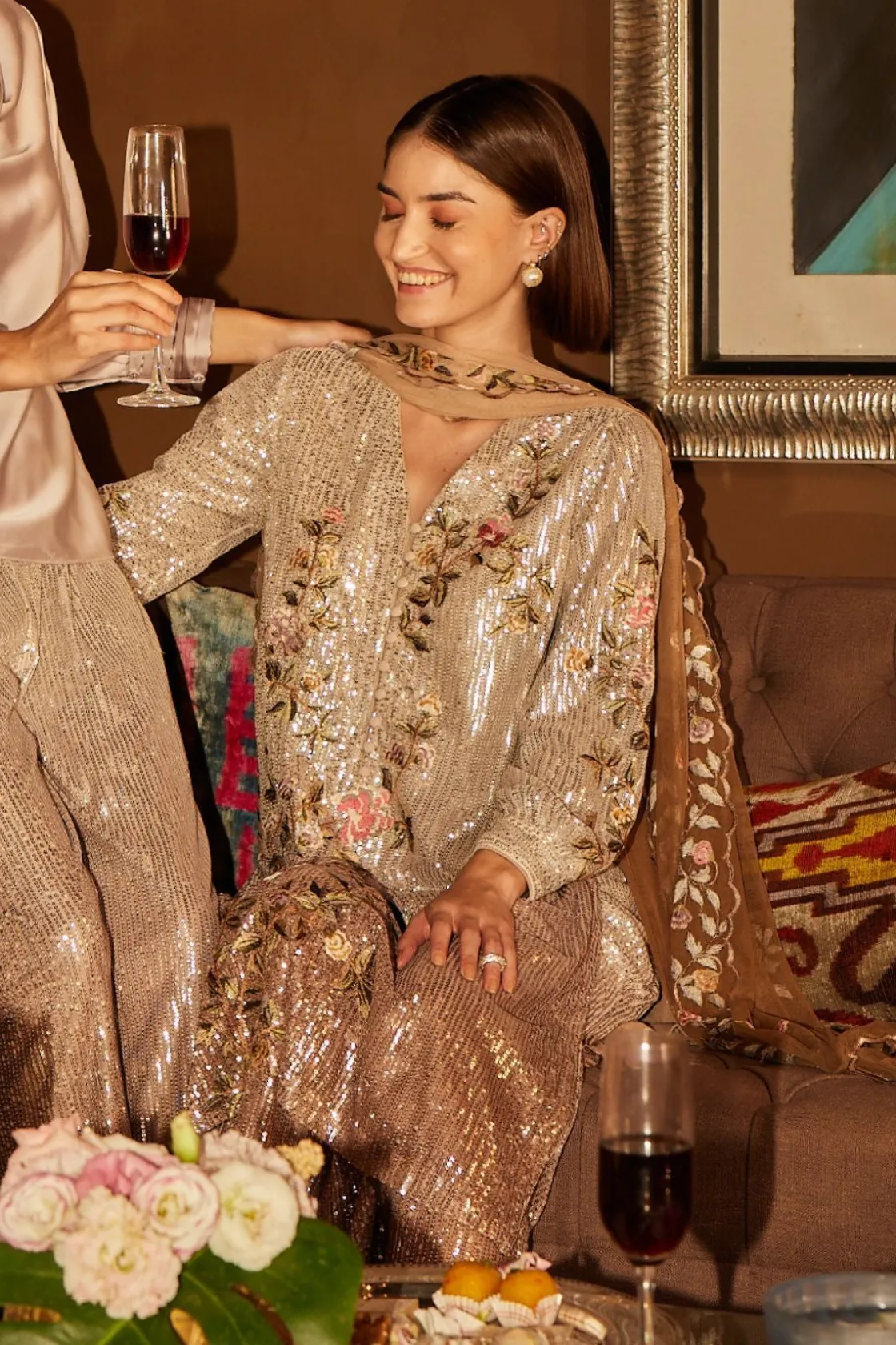 RANNA GILL Indian Tunic Sets-Cienna Tunic Set Grey