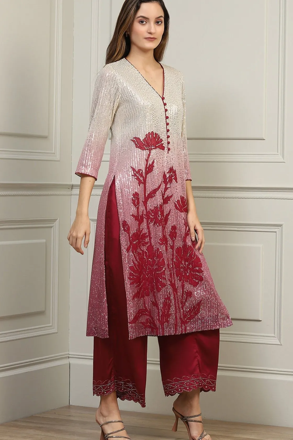 RANNA GILL Indian Tunic Sets-Hamya Burgandy