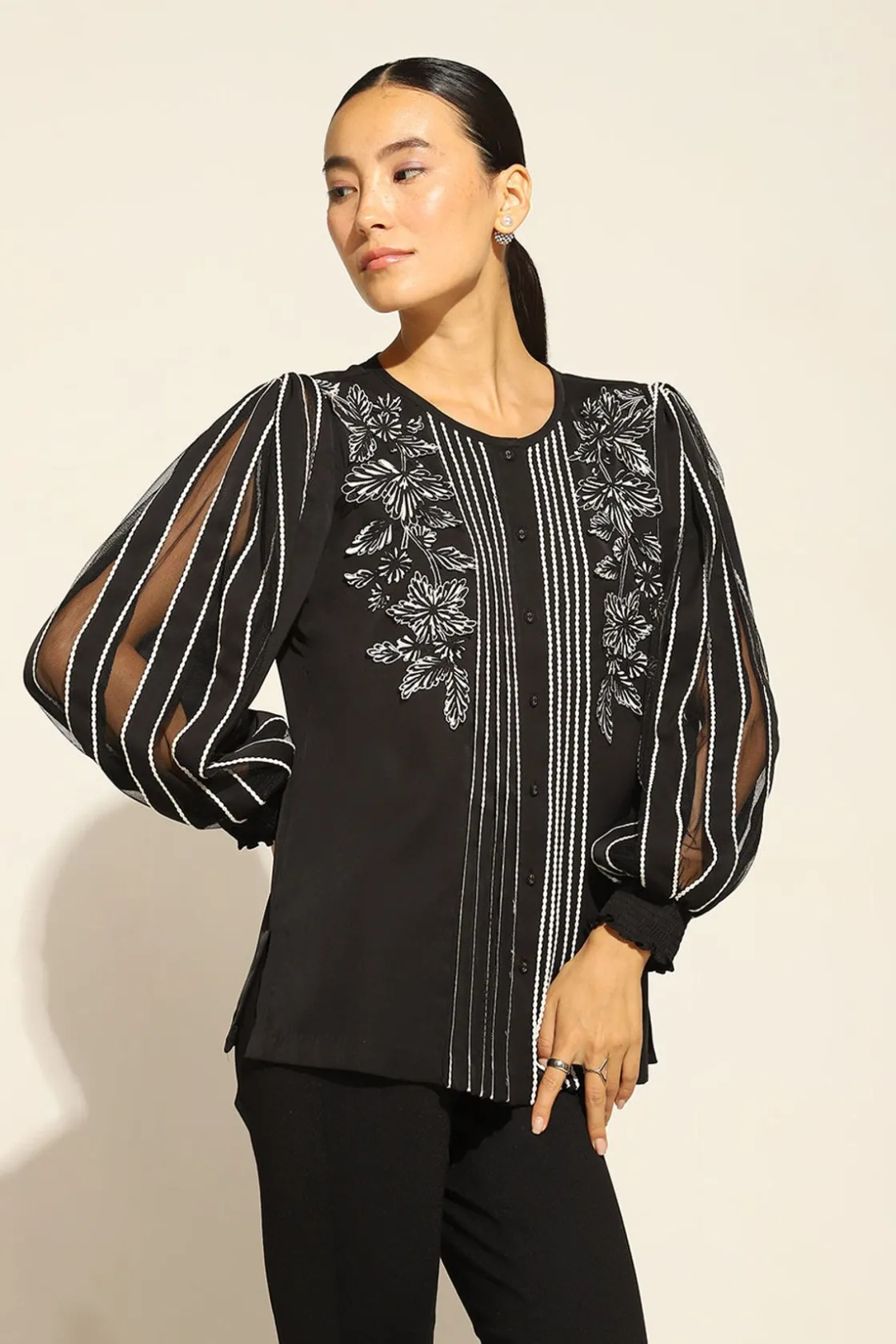 RANNA GILL Tops-Hera Blouse Black