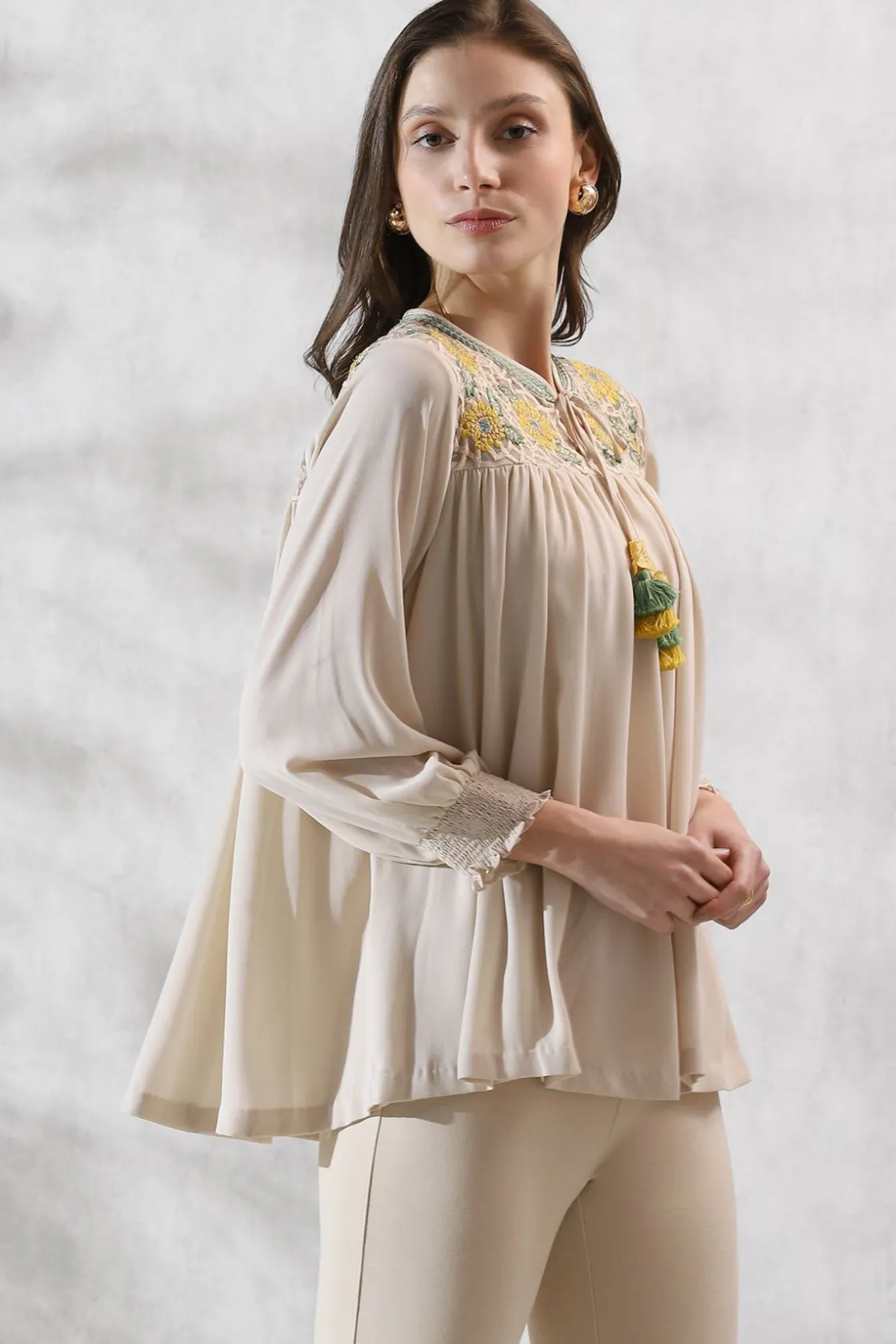 RANNA GILL Tops-Indya Blouse Birch