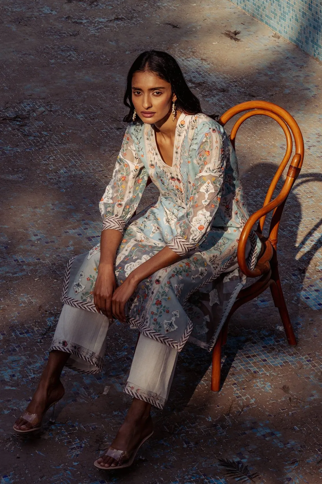 RANNA GILL Indian Tunic Sets-Ishna Tunic Set Blue