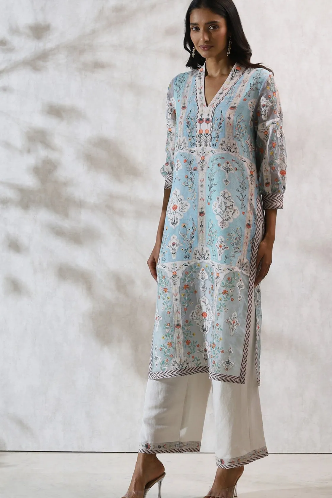 RANNA GILL Indian Tunic Sets-Ishna Tunic Set Blue