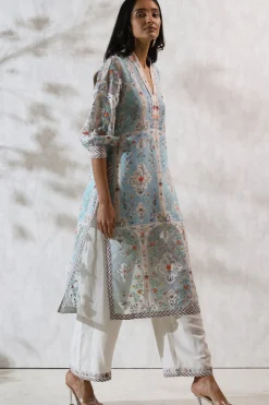 RANNA GILL Indian Tunic Sets-Ishna Tunic Set Blue