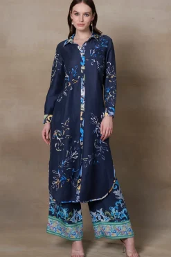 RANNA GILL Indian Tunic Sets-Kinsley Tunic Set Navy