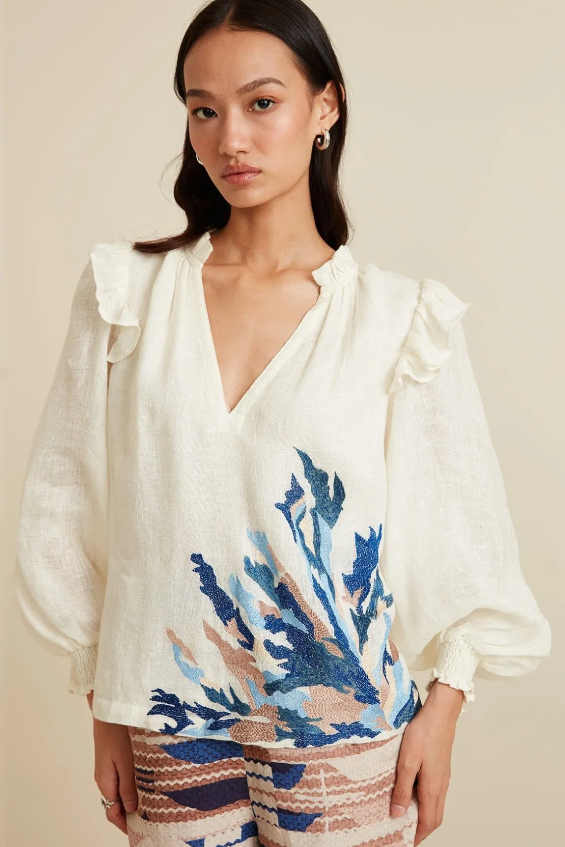RANNA GILL Tops-Maise Blouse Ivory