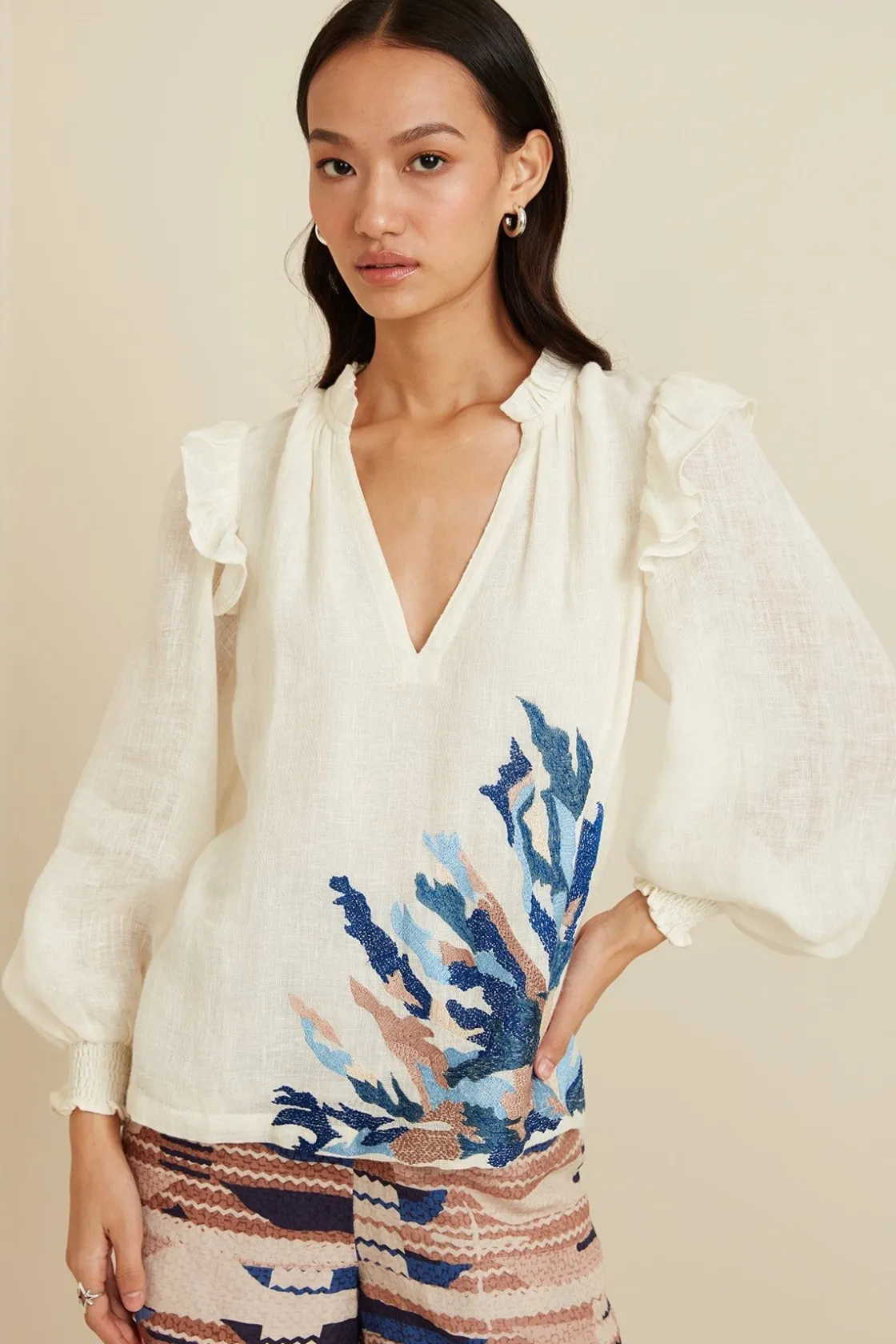 RANNA GILL Tops-Maise Blouse Ivory
