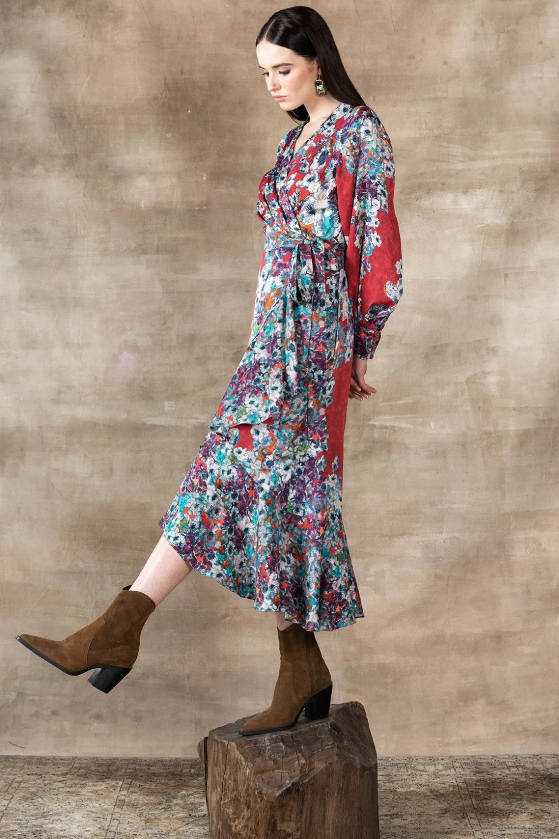 RANNA GILL Dresses-Naomi Wrap Dress Red