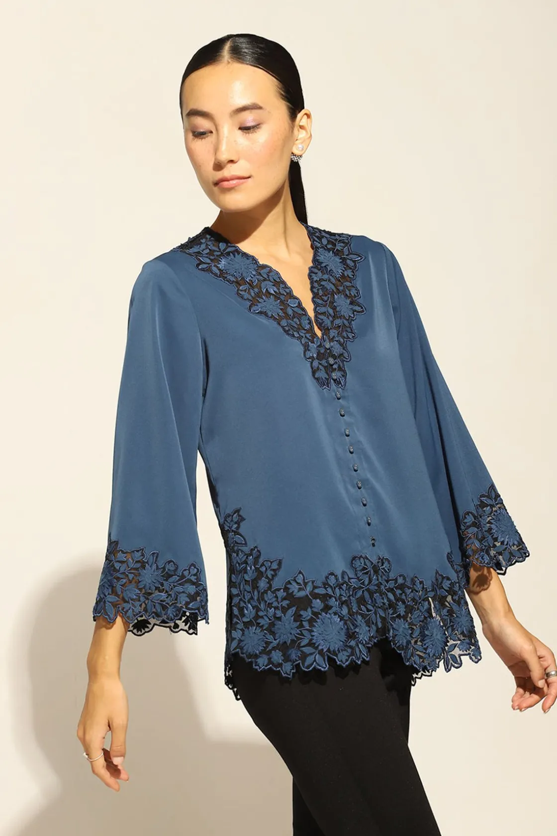 RANNA GILL Tops-Oceana Blouse Navy