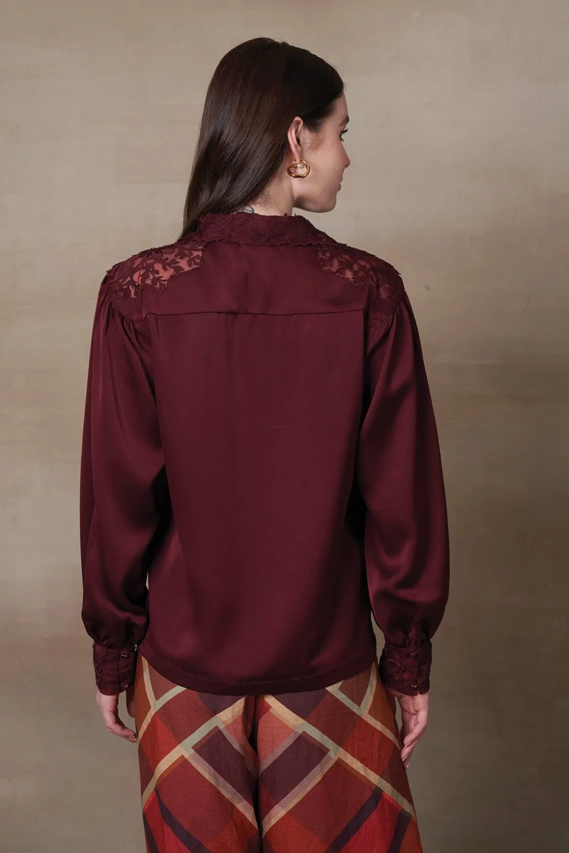 RANNA GILL Tops-Olivia Blouse Ox-Blood