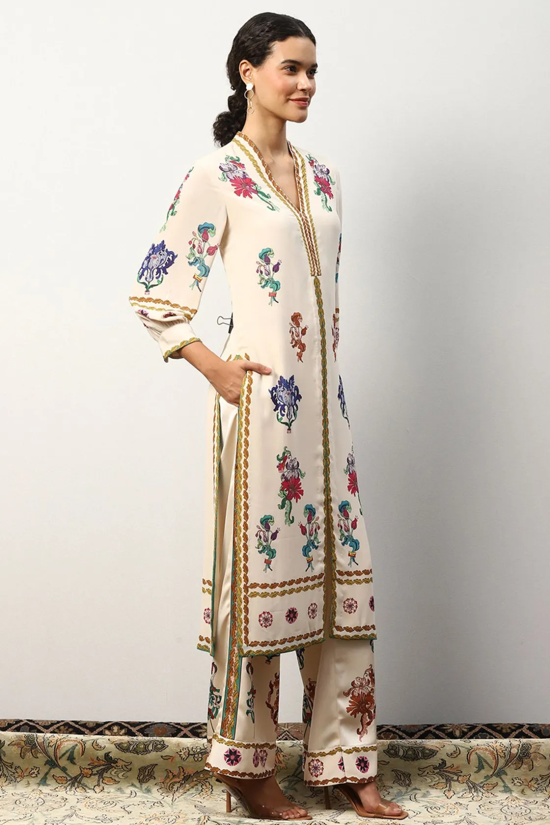 RANNA GILL Indian Tunic Sets-Riyan Tunic Off White