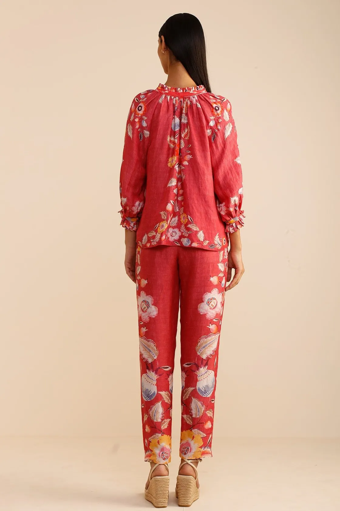RANNA GILL Matching Sets-Rosalie Blouse Coral