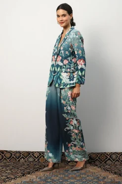 RANNA GILL Jackets-Serenity Jacket Teal Forest Print