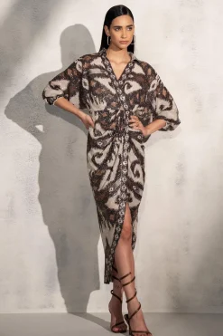 RANNA GILL Dresses-Stormi Dress Brown
