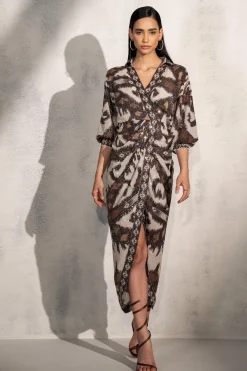 RANNA GILL Dresses-Stormi Dress Brown