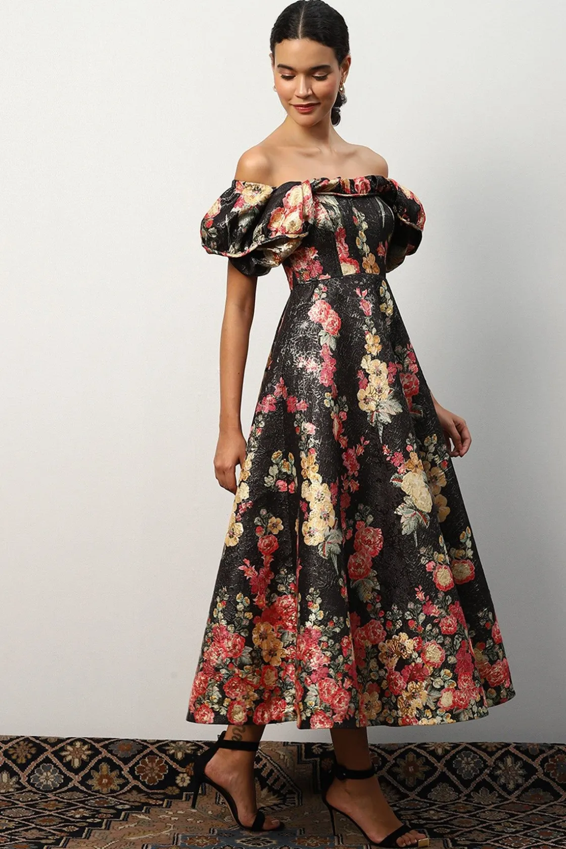RANNA GILL Dresses-Teresa Off-Shoulder Midi Dress Multi