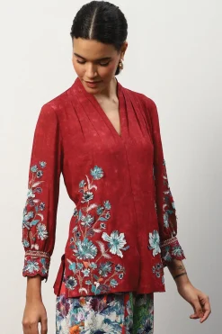 RANNA GILL Tops-Tiana Blouse Red