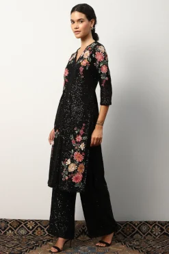 RANNA GILL Indian Tunic Sets-Trivana Tunic Set Black