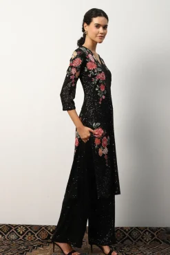 RANNA GILL Indian Tunic Sets-Trivana Tunic Set Black