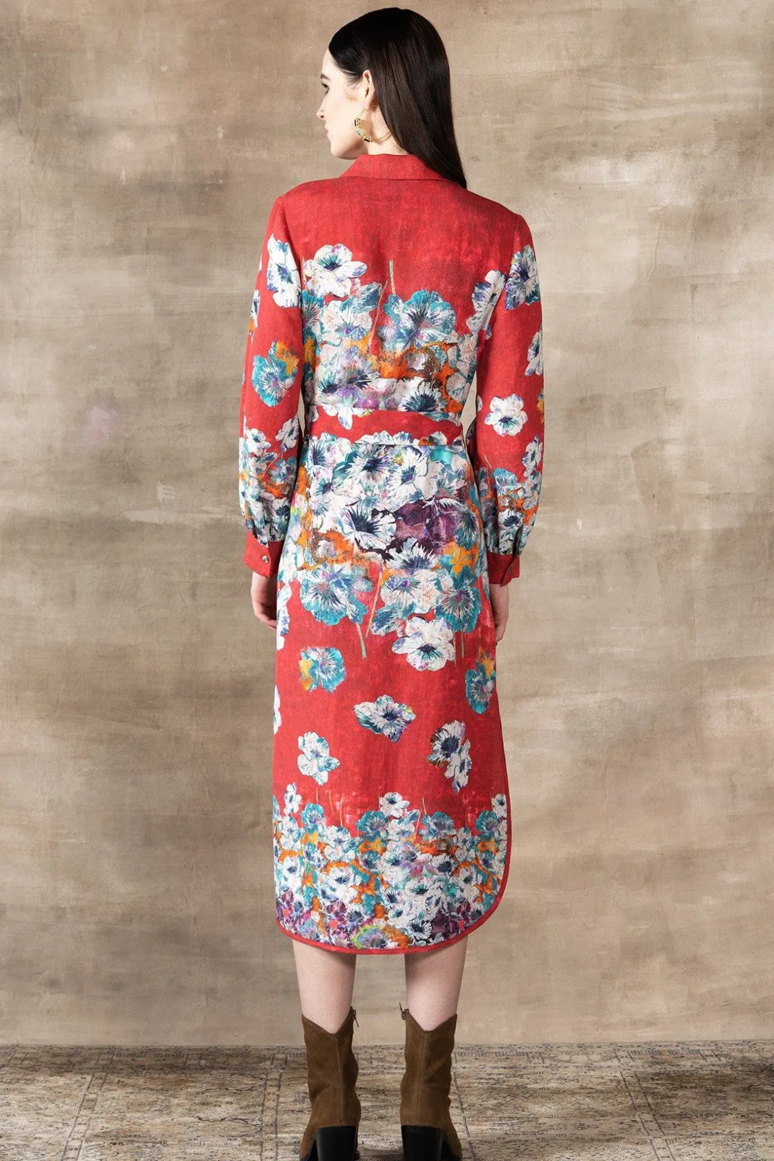 RANNA GILL Dresses-Zoey Shirt Dress Red