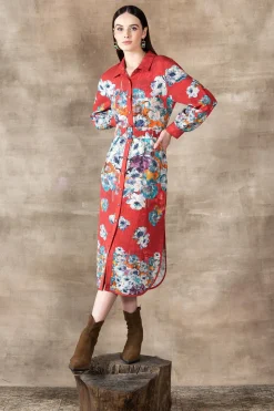RANNA GILL Dresses-Zoey Shirt Dress Red